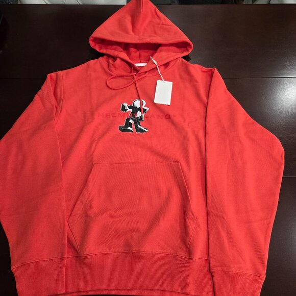 Helmut Lang Logo-Print Hooded Sweatshirt - Flame - Picture 9 of 10